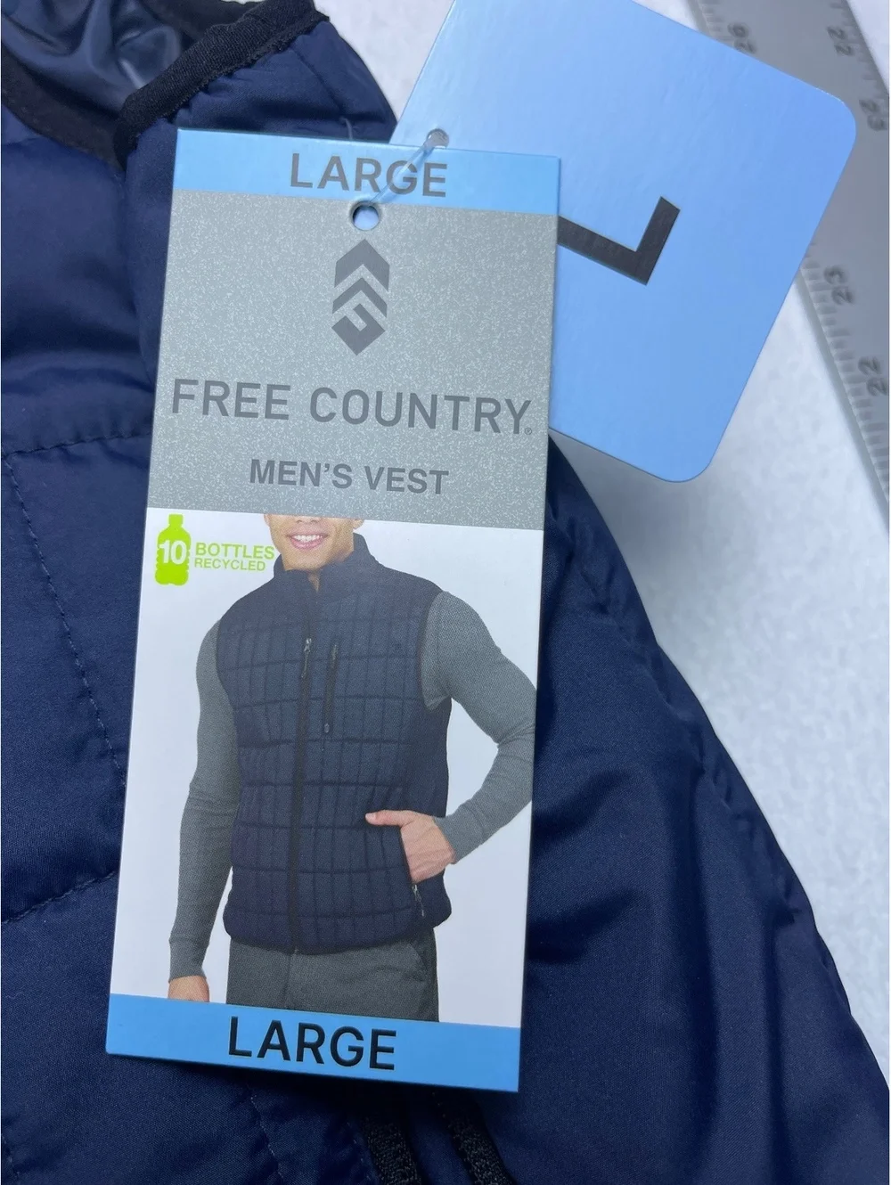 Free Country Men's Large Navy Blue Quilted Vest